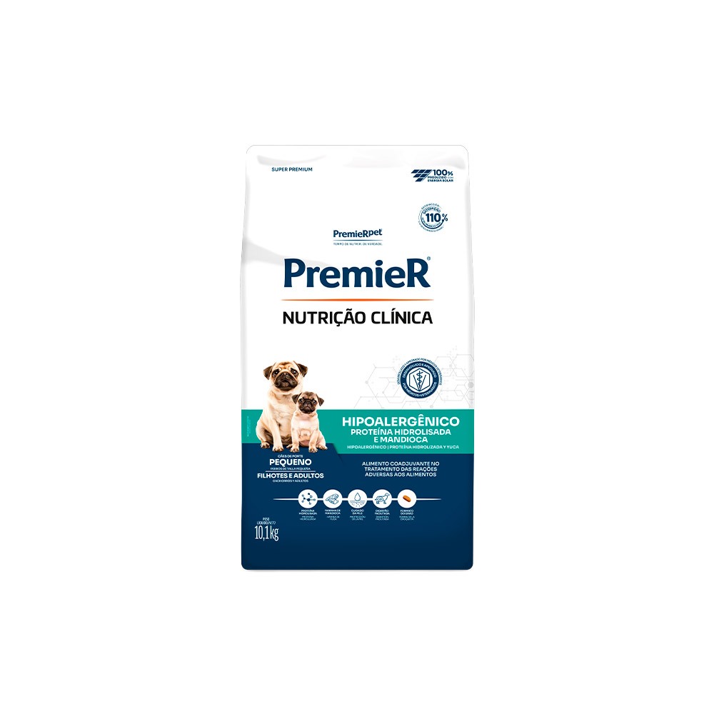 Ração Premier Nutrição Clínica Cães Hipoalergênico Proteína Hidrolisada e Mandioca Raças Pequenas 10,1 kg