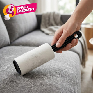Kit Rolo Adesivo Tira Pelos Com 8, 10 e 12 Unidade Remove Fiapos de Roupas, Sofás e Tecidos