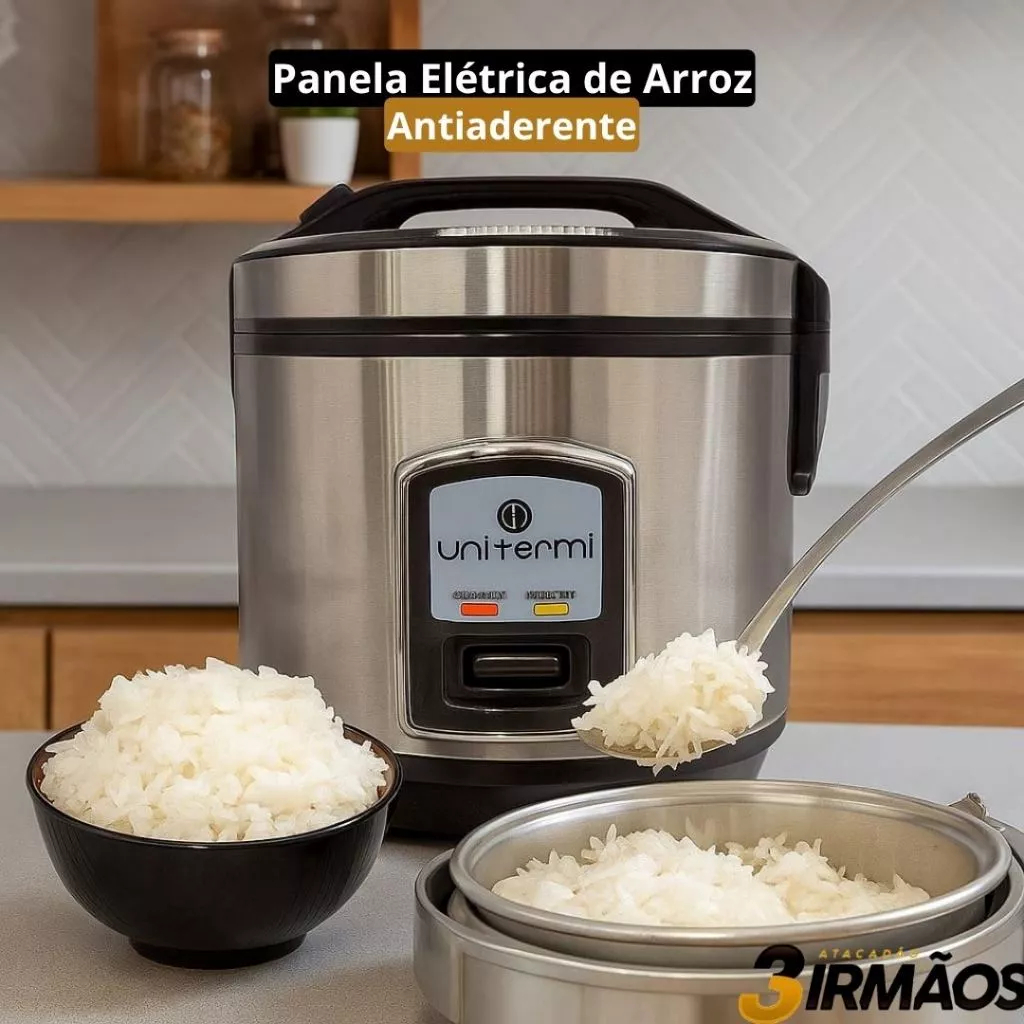 Panela De Arroz Elétrica Tampa de Vidro Inox Unitermi
