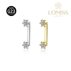 LOMISS Piercing Surface Bar de com Duas Zircônia 100% Titânio G23 Rosca Interna De Cristal De Superfície Barbell