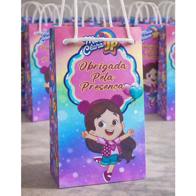 Sacolinhas Personalizadas Maria Clara e JP  | Sacola Lembrancinha Festa Infantil | Kit 10 Unidades