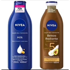 Nivea Kit 02 Un Loção Corporal Beleza Radiante e Milk 400ml com Ácido Hialurônico