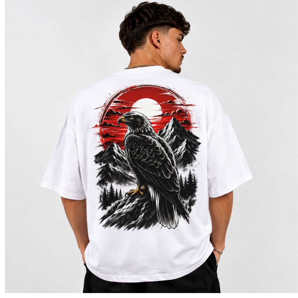 Camiseta Masculina Oversized Águia Streetwear Algodão Premium Streetwear Moda Urbana Larga