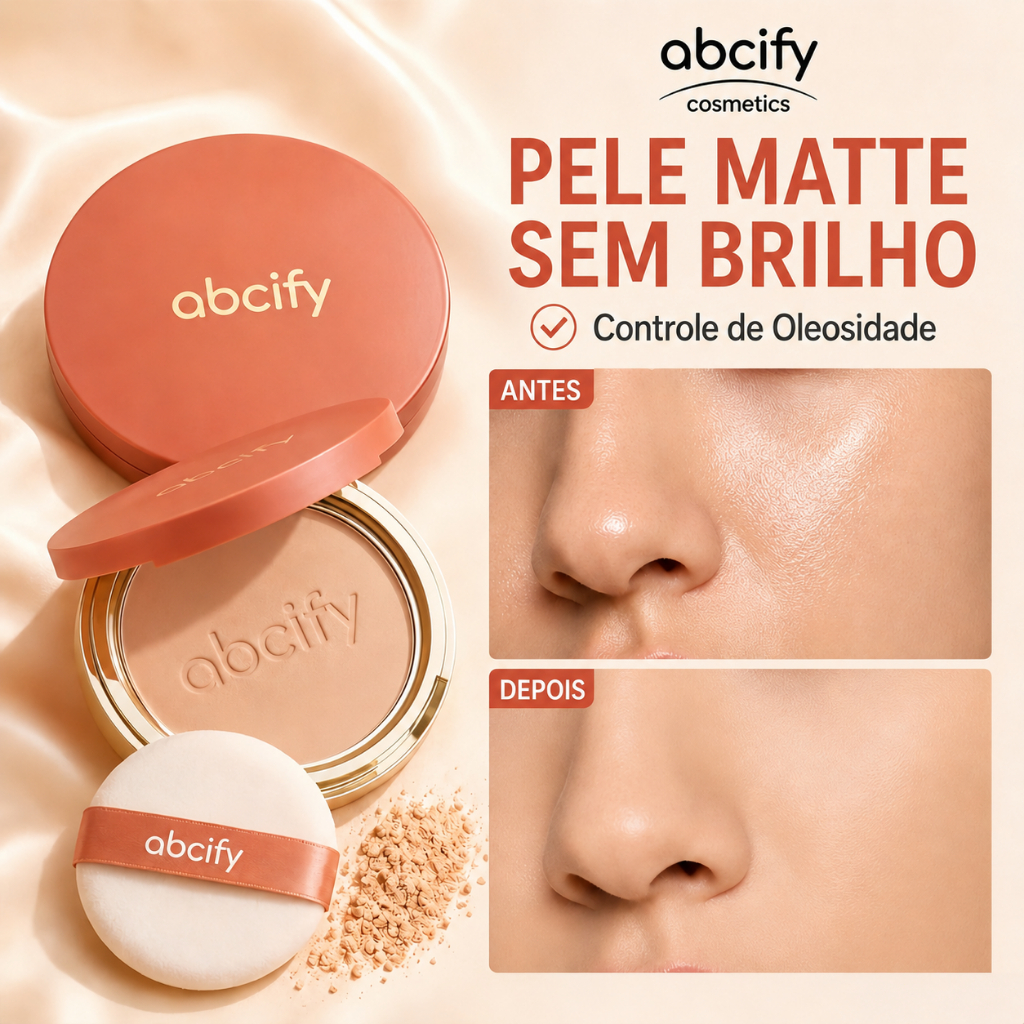 Pó Compacto abcify Matte Controle de Oleosidade Alta Cobertura Longa Duração À Prova d'Água