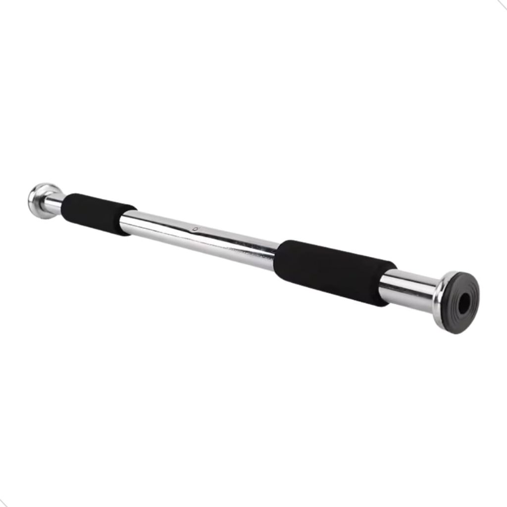 Barra de Porta Ajustável 60-100cm para Exercícios Pegada Macia em Espuma Inox