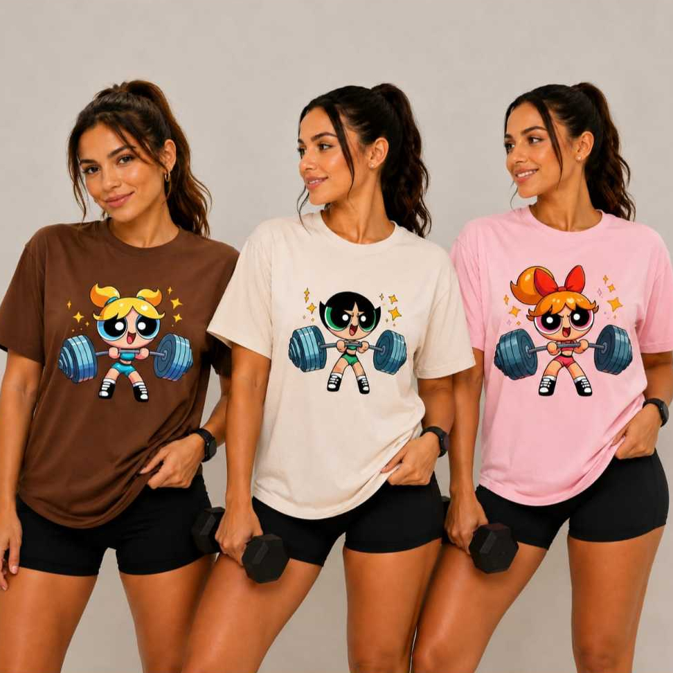 Kit Camisa Feminina Camiseta Academia Barra Fitness Super Poderosa Lançamento