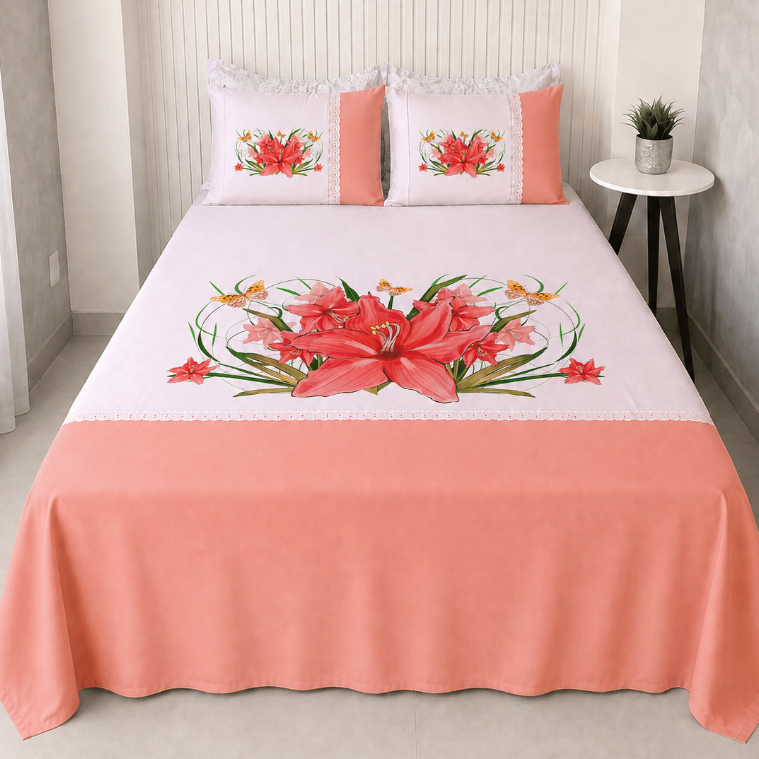 LENÇOL PINTADO CASAL + FRONHAS