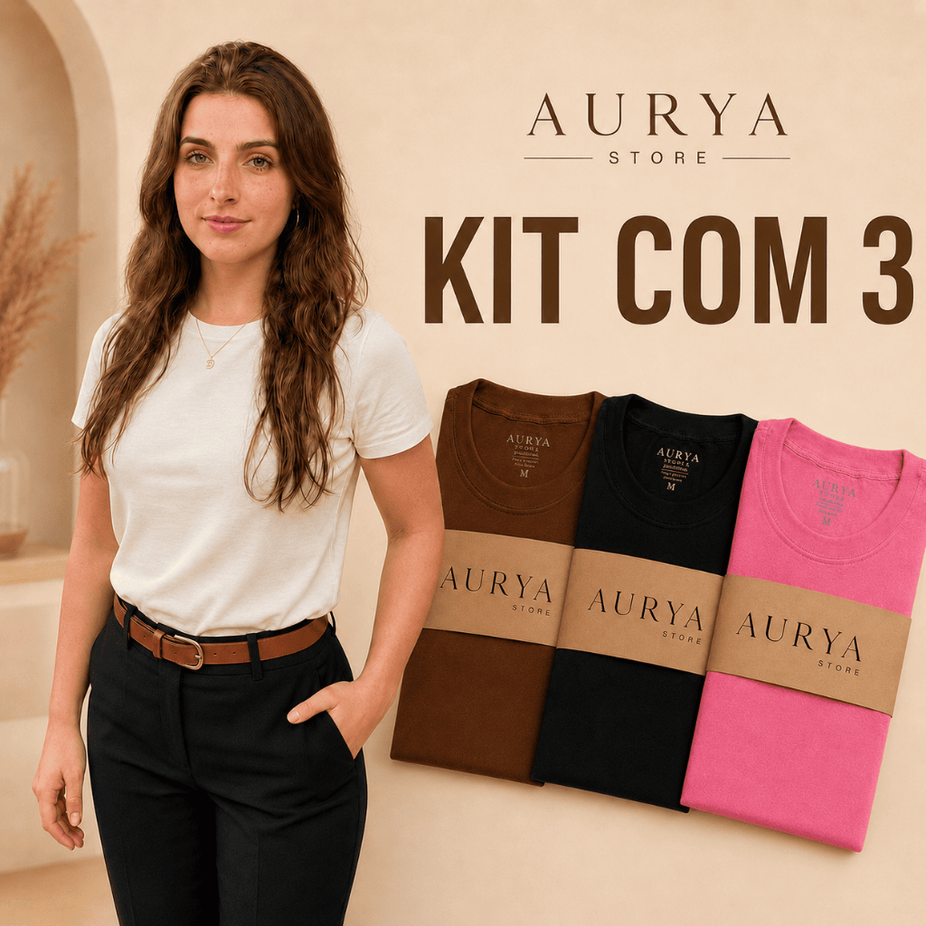 Kit 3 ou 1 T-shirt Feminina 100% Algodão Premium Camiseta Essencial Confortável e Estilosa