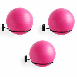 Kit 03 Suporte Bola Pilates Suiça + Parafuso E Buchas Aço Reforçado