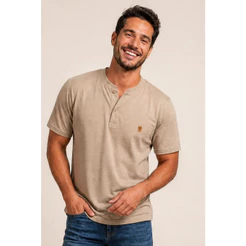 Polo Masculina Gola Portuguesa Polo Wear Bege Claro