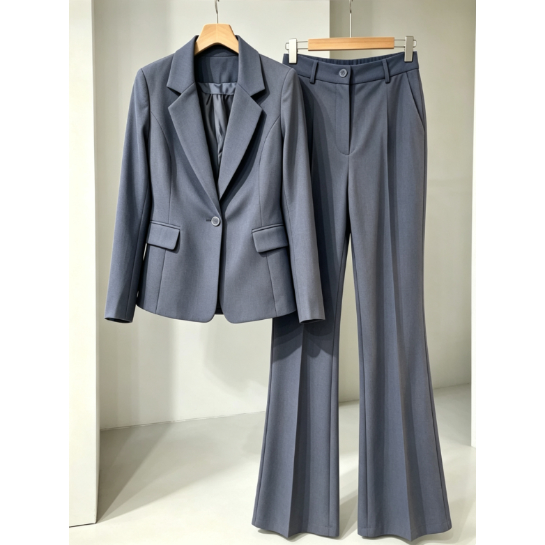 Conjunto alfaiataria feminina blazer forrado com calça flare