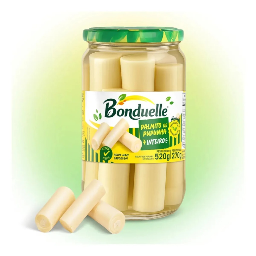 Palmito Pupunha em Conserva Inteiro Bonduelle Vidro 270g