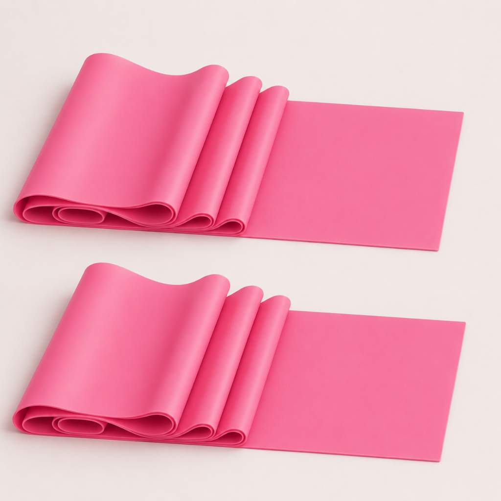 Kit com 2 Faixas de Resistência Elástica TPE para Exercícios Fitness, Yoga, Pilates, Fisioterapia, Treino Funcional Rosa