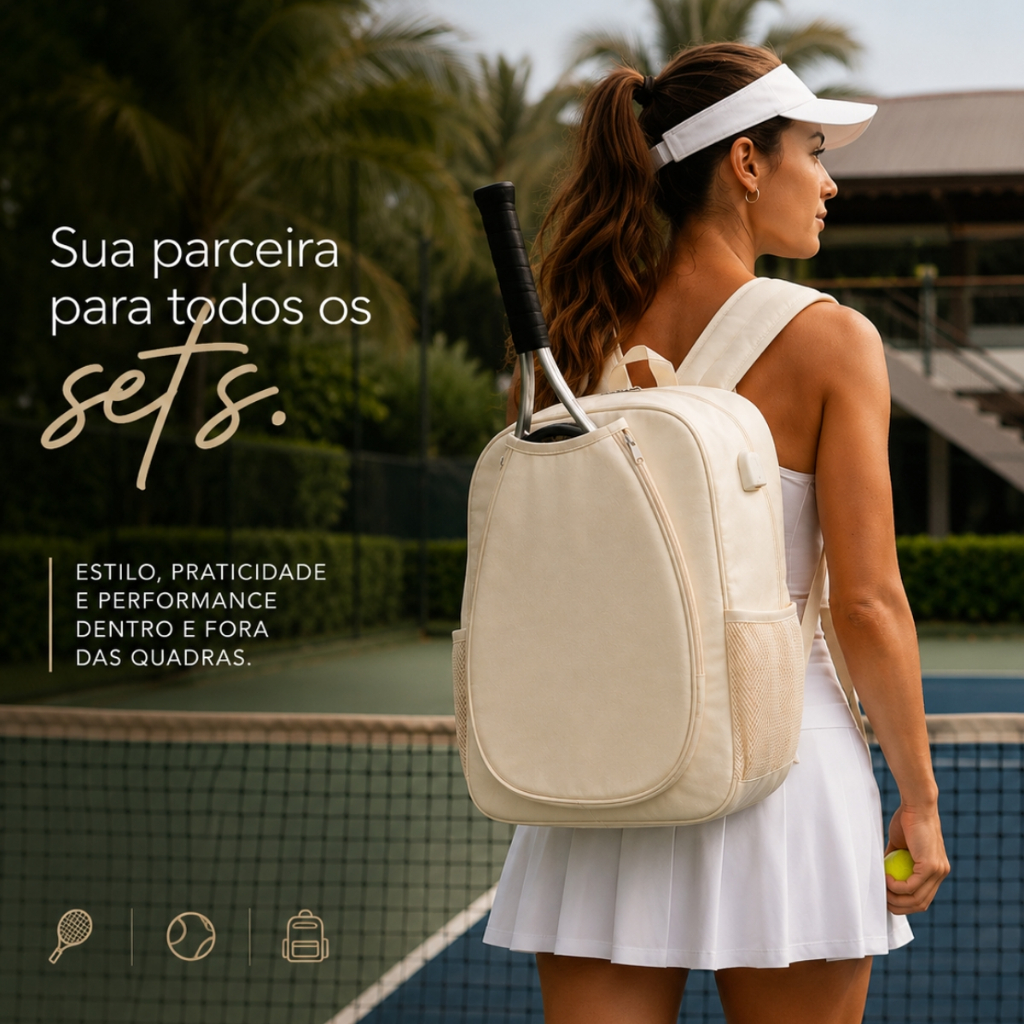 Mochila Beach Tennis Raqueteira Esportiva com Bolso para Garrafas Atleta Esporte Tênis — imagem 2 de 2