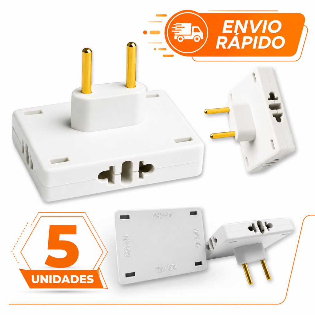 Adaptador Tê Fixo 4 Entradas 10A Universal Bivolt