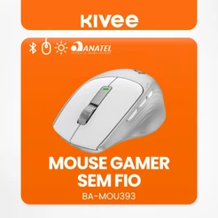 Kivee X Basike Mouse Sem Fio Bluetooth 2.4G Silencioso Ergonômico, DPI Ajustável, Entrada USB-C, Bateria 600mAh MOU393