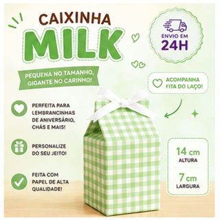 Caixinha Milk Verde Xadrez Lembrancinha Personalizada Festa Aniversário