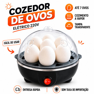 Cozedor De Ovos Elétrico 7 ovos Portátil Cozinha A Vapor 220v Preto Máquina De Cozinhar ovo