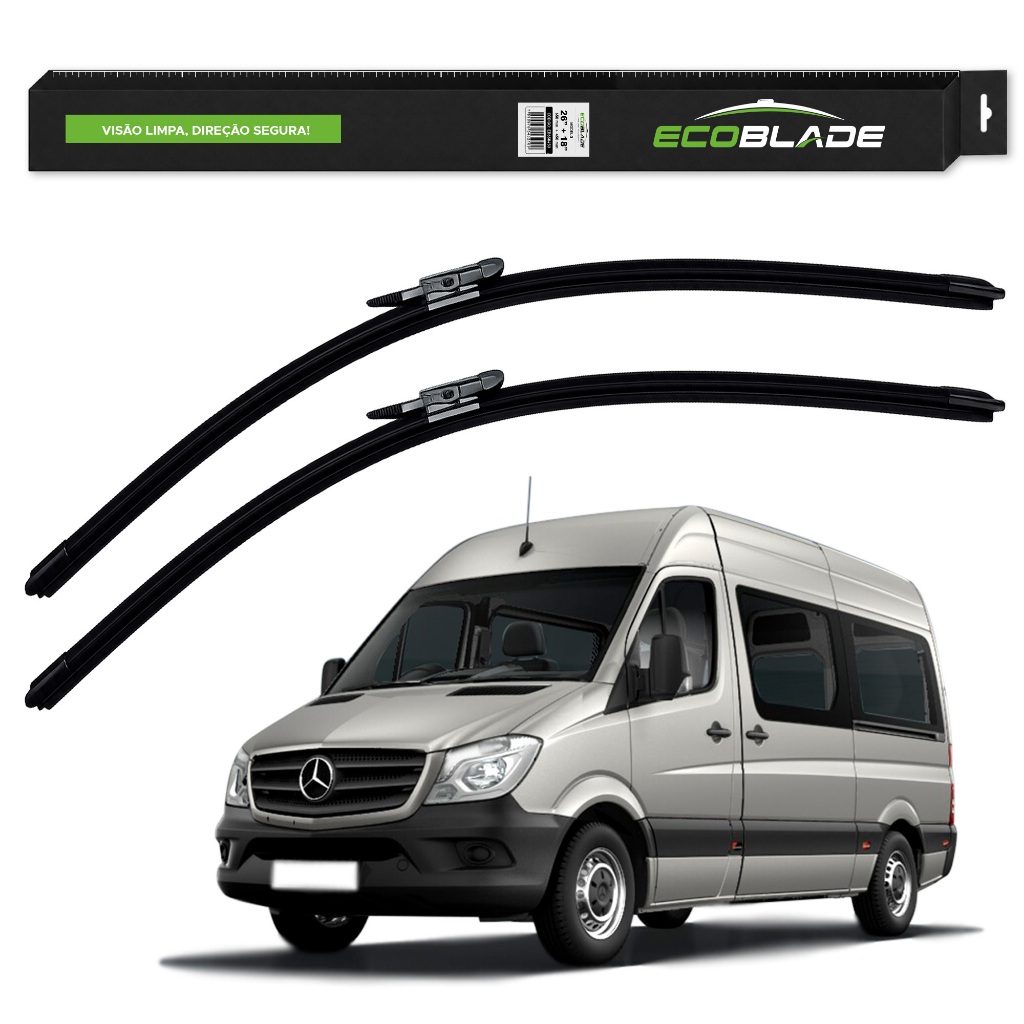 Par de Palhetas Limpador Parabrisa Ecoblade Mercedes Sprinter 2013 A 2019 Alta Durabilidade Silicone Silenciosa Premium