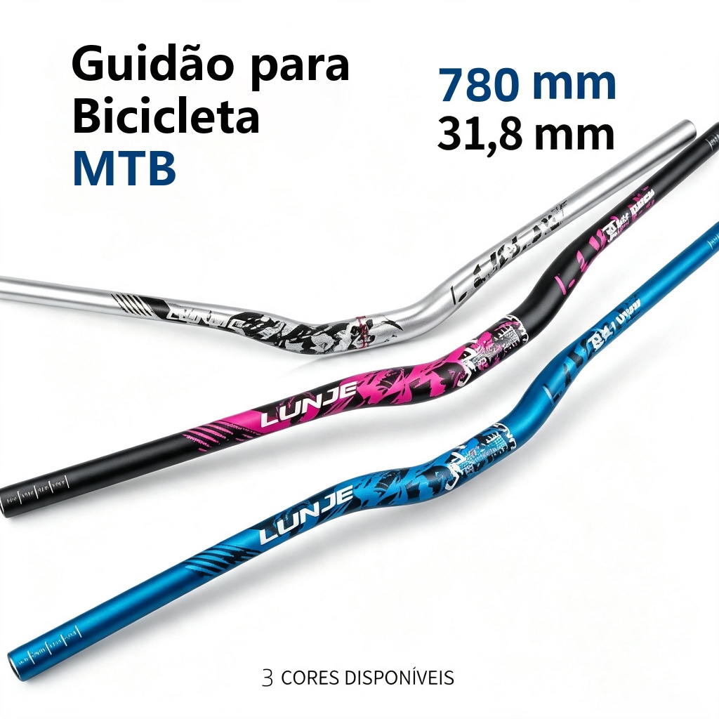 Guidão MTB 780mm 31,8mm Curvo Alumínio 6061-T6 para Bike Mountain Bike
