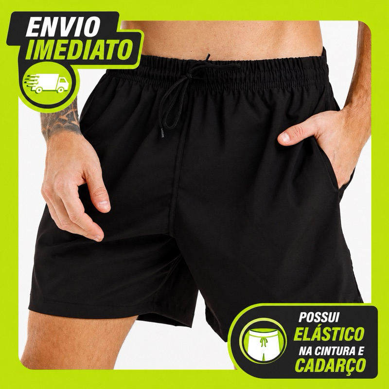 Short Masculino Bermuda Mauricinho Elastano Praia Tactel Casual Piscina Secagem Rápida Academia | ENVIO IMEDIATO