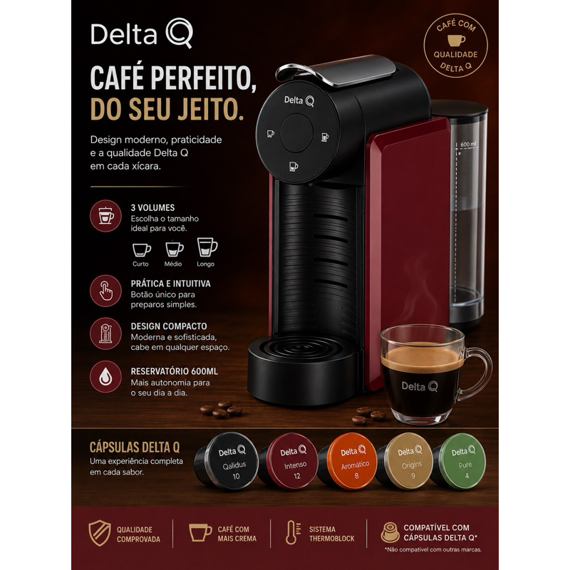 Imagem Máquina Cafeteira Cápsula Café Expresso Miniqool Vermelho - DeltaQ