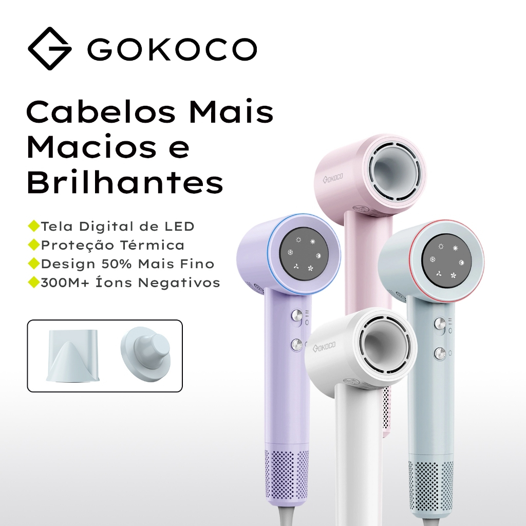 GOKOCO Secador de Cabelo de Alta Velocidade Secador de Cabelo Profissional 1500W Alta Velocida de 2Minutos Secagem Rápid