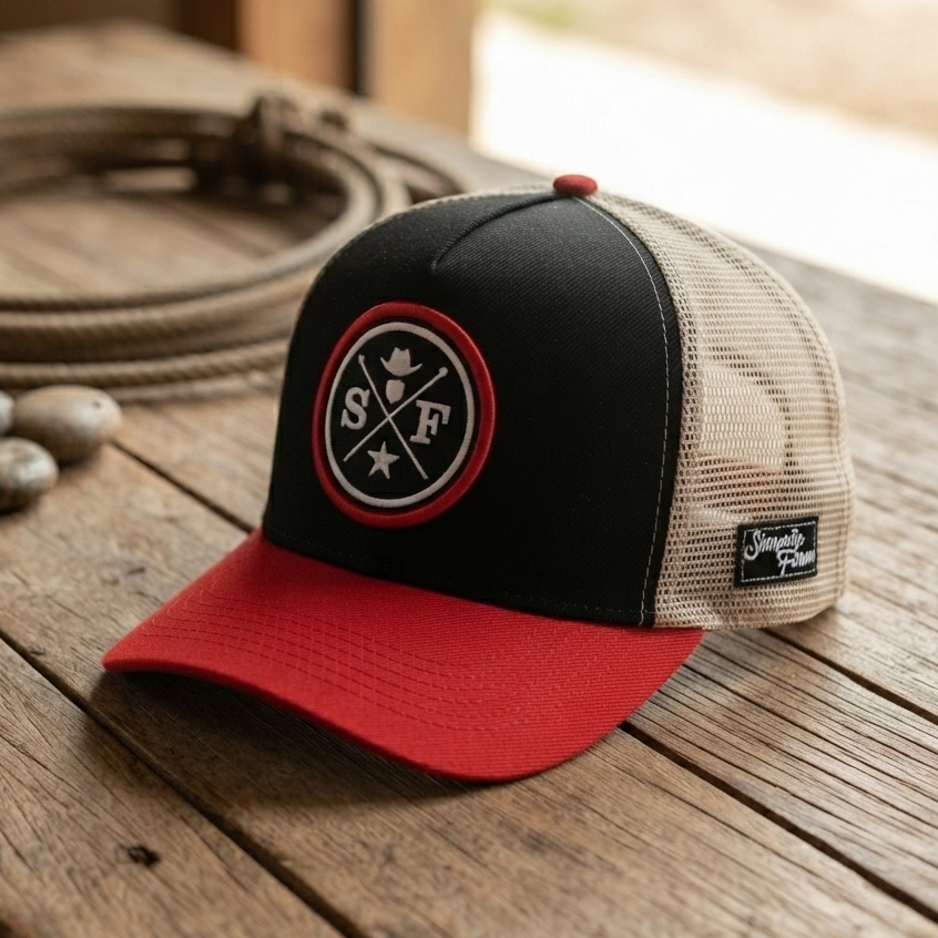 Boné Simprao Farm Trucker Telinha Com Aba Curvada Boaideiro Redinha Masculino Ajustavel Country Agro Premium