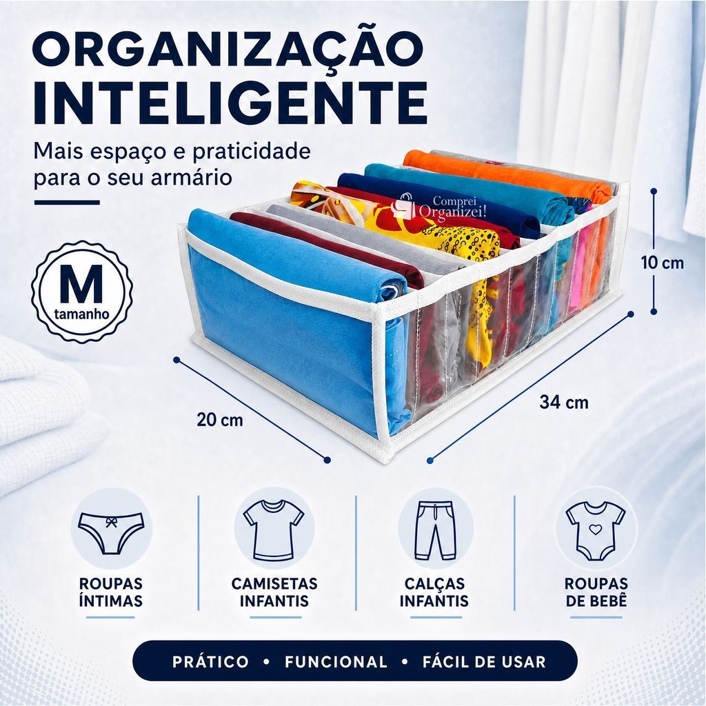 Organizadores De Gaveta Colmeia para Roupa Infantil - Organizador de Guarda Roupas - Promoção