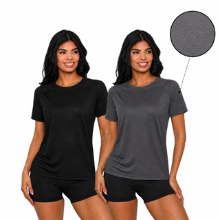 Kit 2 Camiseta Feminina Dry Fit Blusa DryFit Furadinha Respirável Secagem Rápida Academia Fitness Corrida Musculação