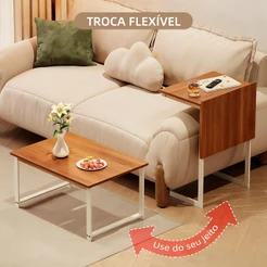 Mesa Lateral Multifuncional Sofa Cama Mesa de Cabeceira Mesa de Centro Compacta Apoio Notebook