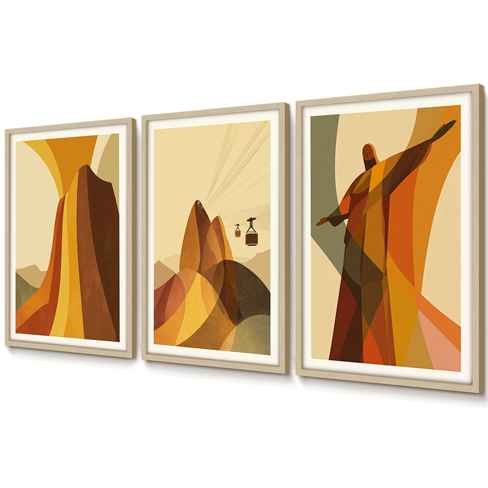 Quadro Rio De Janeiro Kit Quadros Decorativos Com Moldura E Vidro Quadro Brasilidades Quarto Casal · foto 2