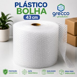 Plástico Bolha - Bobina 43 cm X 100 Mts E-commerce 25 Micras Bolha