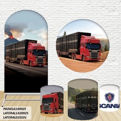 Kit de Capas Painel Redondo Sublimado Caminhão 1,50M + Trio Capas de Cilindro C/Elástico