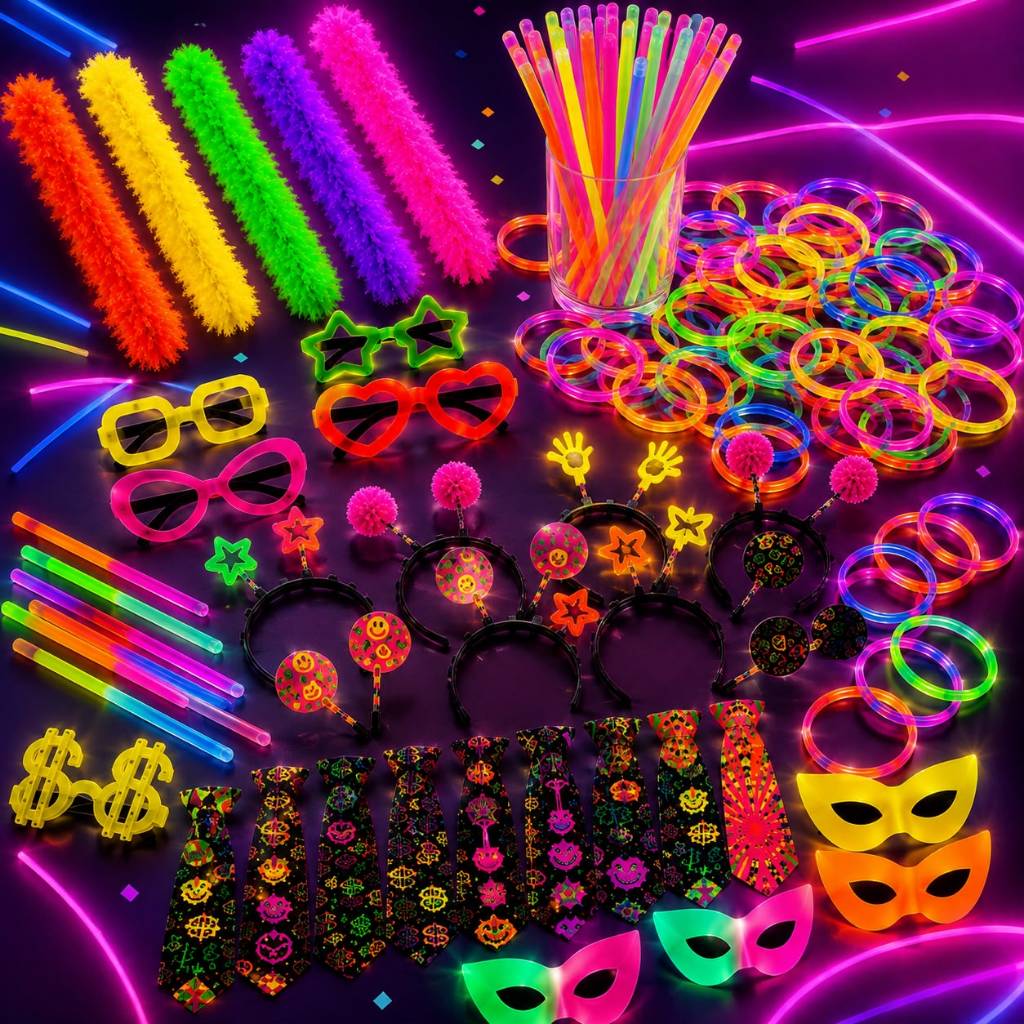 Kit Festa Neon 150 Peças Balada Casamento Aniversario Adereços 80 Peças