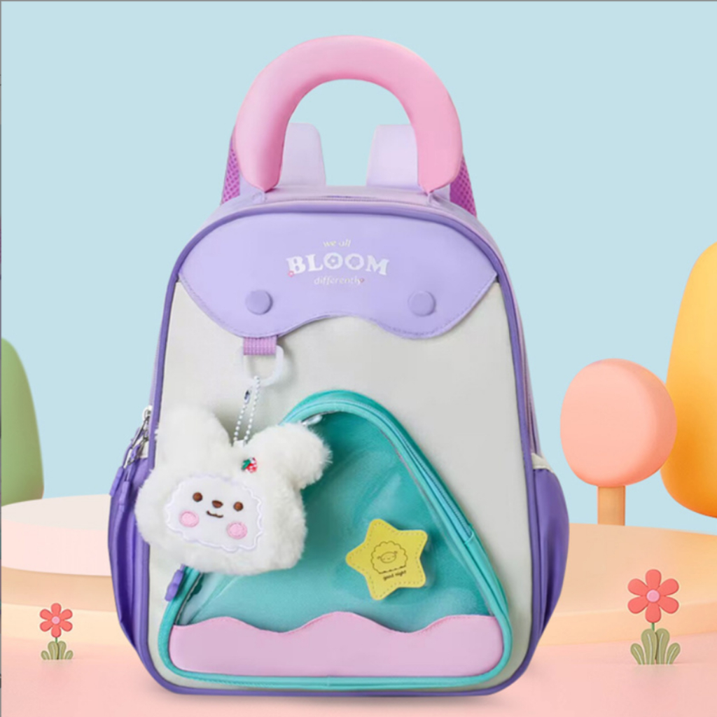 Mochila Bloom Infantil Leve Impermeável 3D com Bolsos, para Menino e Menina, Ideal Escola e Passeios