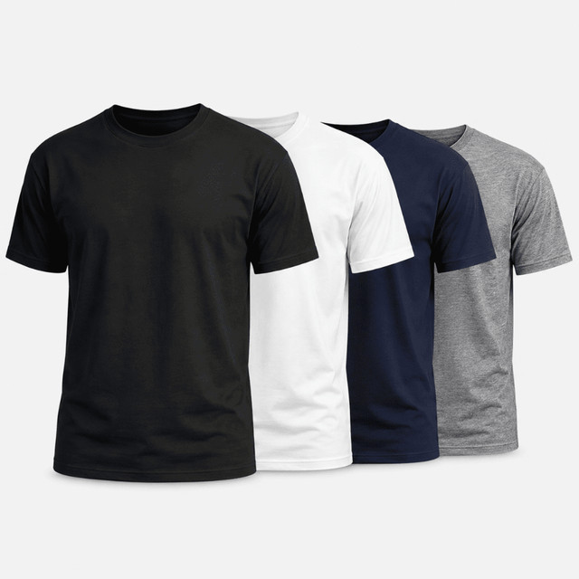 Kit 4 Camiseta Masculina Algodão Básicas Várias Cores Lisa Gola Redonda
