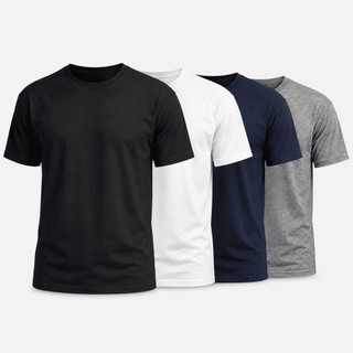 Kit 4 Camiseta Masculina Algodão Básicas Várias Cores Lisa Gola Redonda