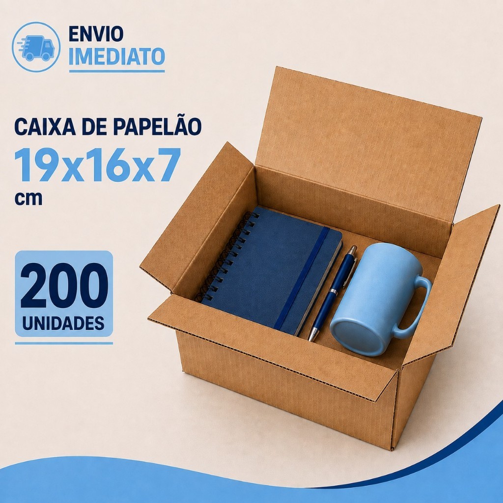200 Caixas De Papelão Mercado Envios PP 19x16x7 cm