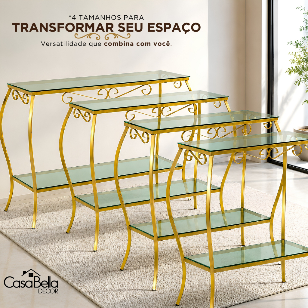 Aparador Mesa De Ferro Móveis Com Vidro Prateleira Decoração Para Casa e Sala Hall Decoração Moderno