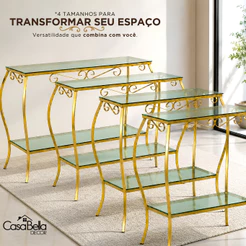 Aparador Mesa De Ferro Móveis Com Vidro Prateleira Decoração Para Casa e Sala Hall Decoração Moderno