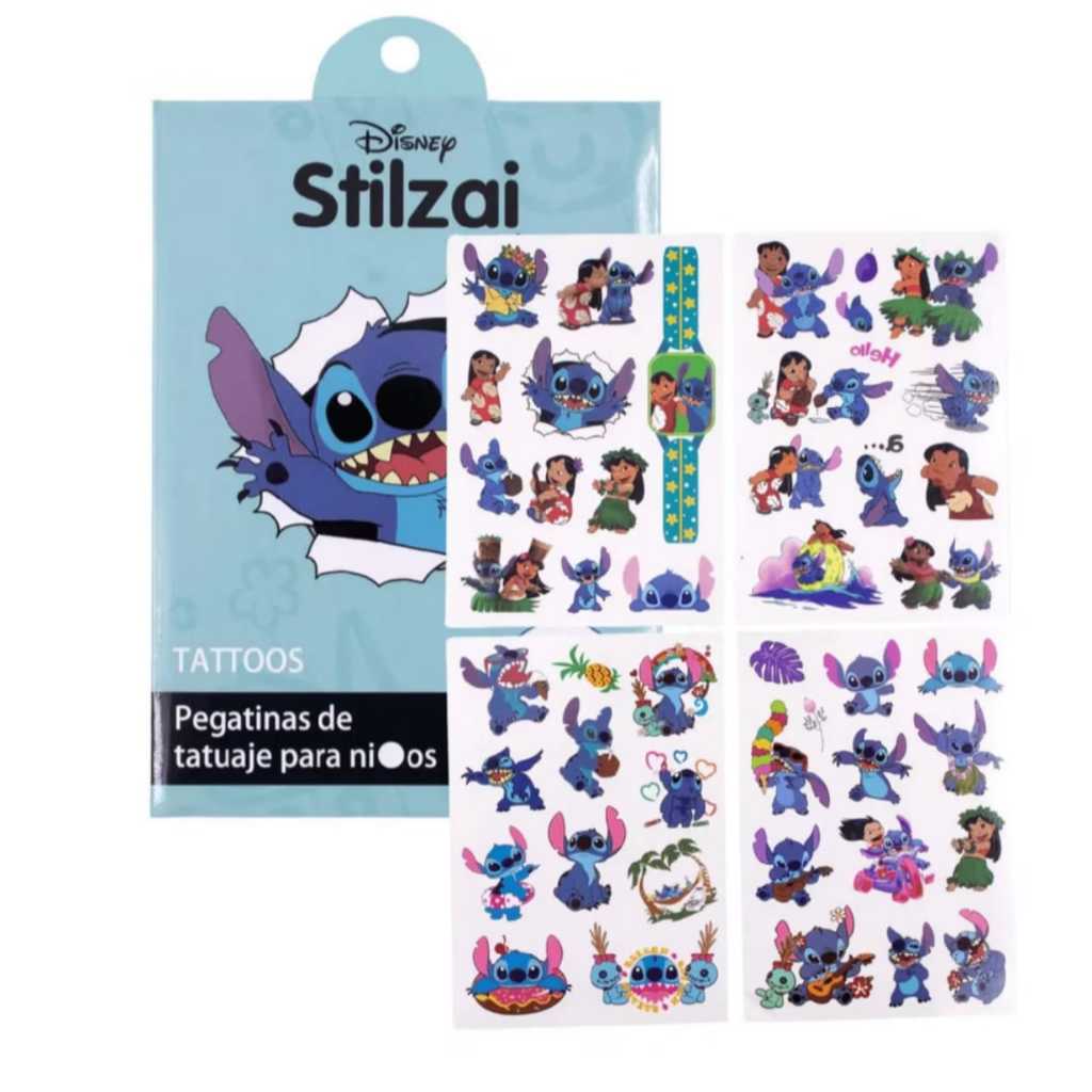 Kit  Tatuagens Temporárias Stitch Infantil Tattoo Antialérgica