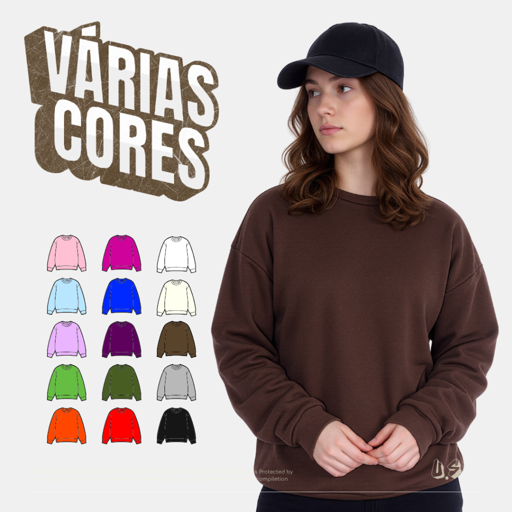 Moletom Feminino Flanelado Interno Básico Liso Blusa de Frio Feminina Confortável Tendência