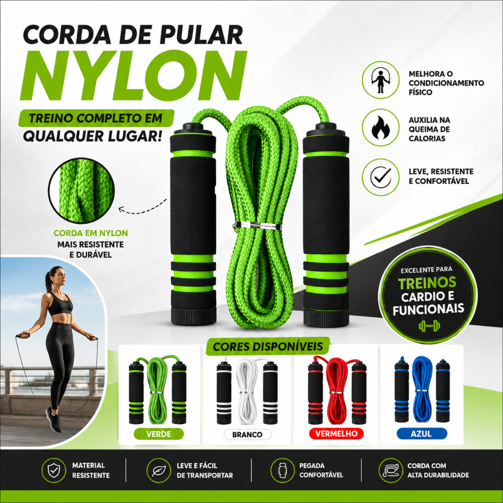 Corda de Pular Profissional Treino, Funcional, Fitness, Crossfit 2,5 Metros