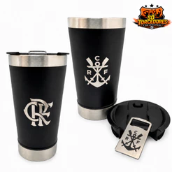 COPO TÉRMICO OFICIAL FLAMENGO PRETO COM ABRIDOR