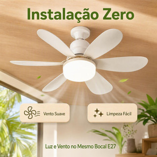 Ventilador de Teto 80W LED Lâmpada Controle Remoto Luminária Economica de Energia 6 lâmin…