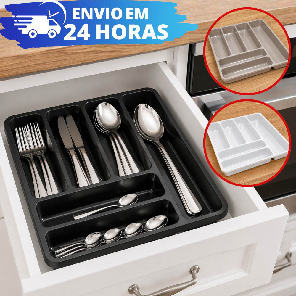 Porta Talher De Gaveta Organizador REFORÇADO C/ Divisórias Cozinha Suporte Separador Talheres Versátil