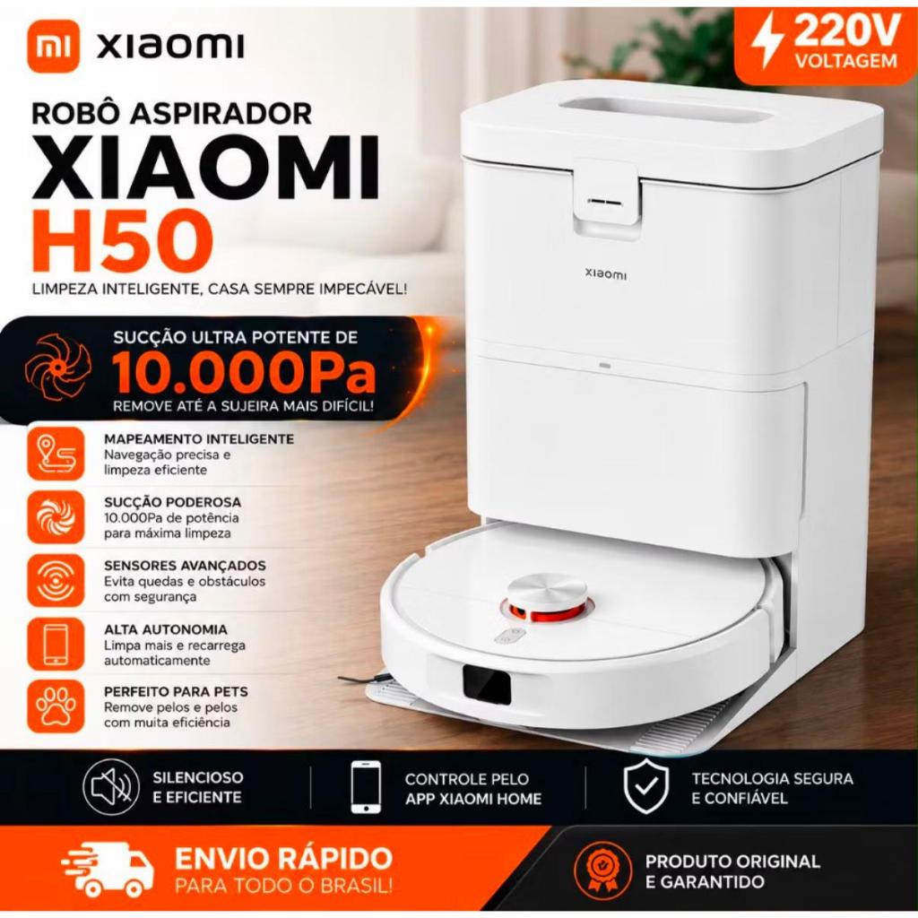 Robô aspirador Xiaomi Vacuum H50 220v Lavagem automática Estação + sucção potente 10.000Pa