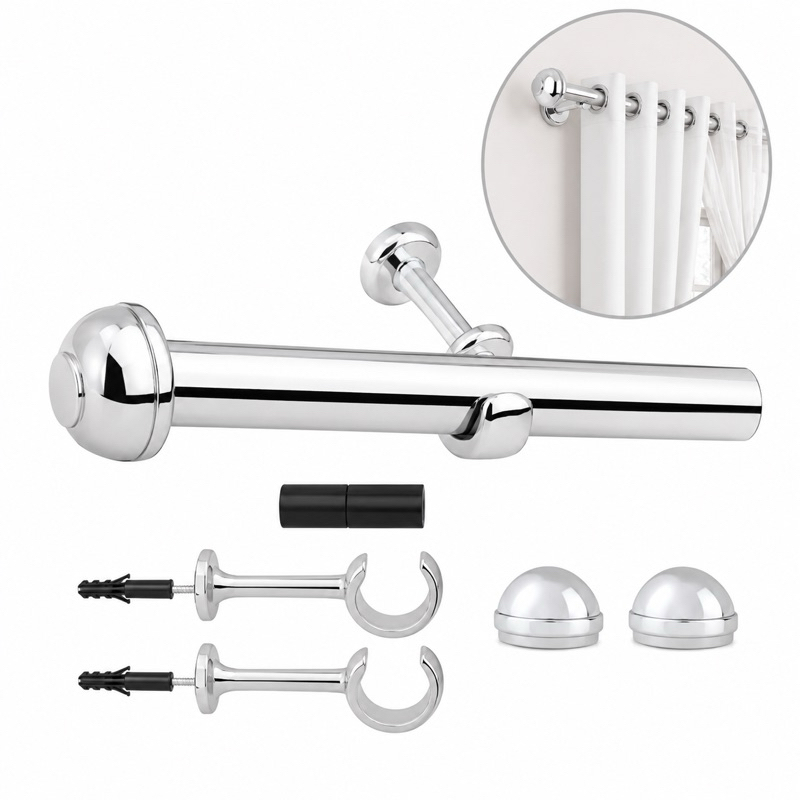Kit varão de cortina de 28mm 2,50 metros várias cores
