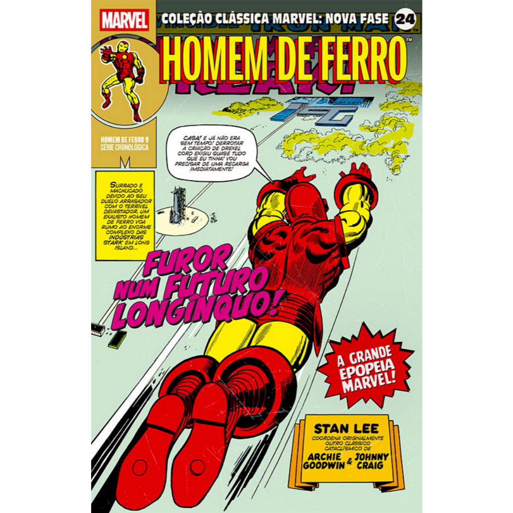 Marvel - Coleção Clássica Marvel: Nova Fase Vol. 24 - Homem De Ferro 9 - Furor Num Futuro Longínquo! - Novo/Lacrado